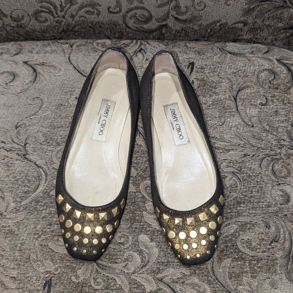 Jimmy Choo gold studded flats
